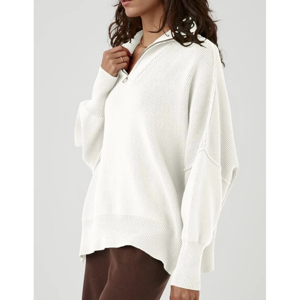 White Cowl Neck Oversized Sweater